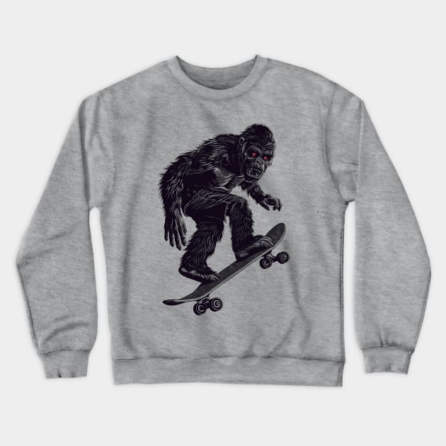 Bigfoot Skateboarding Illustration Crewneck Sweatshirt by TeeTrendz